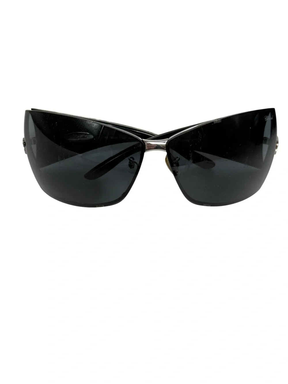 Chopard wrap shield  Sunglasses with Case SCH 637 0579 made in Italy  23kt gp